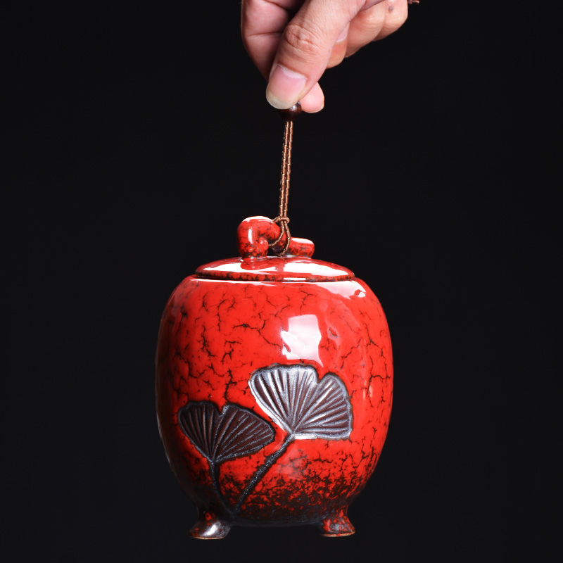 Thousand from green tea caddy fixings ceramic household deposit receives five lines of variable red tea pu - erh tea POTS with storage box