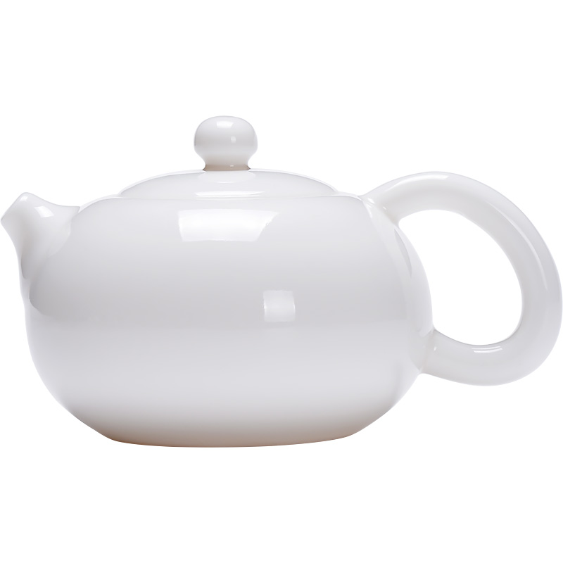 Dehua white porcelain ceramic teapot xi shi teapot household small filter with tea, black tea kungfu tea set single pot