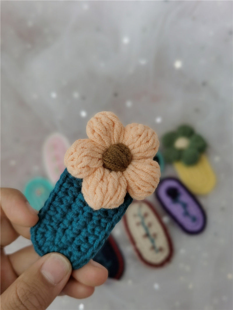 希妈手作 diy手工钩针发夹毛线编织材料包摆地摊小物件牛奶棉发饰