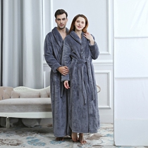Japanese dressing gown women winter couple coral velvet plus padded extended flannel bathrobe warm home clothing men