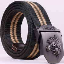 Mens Tiger buckle belt Mens belt Tiger head belt Canvas belt