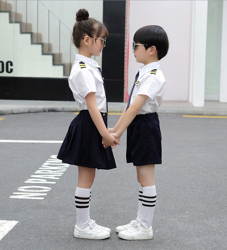 兒童海軍套裝舞臺演出服夏季男女童小學生英倫風制服幼兒大合唱服 露天拍賣