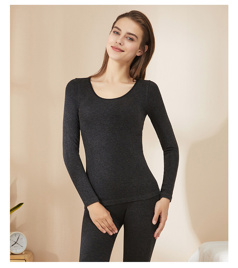 婷美发热保暖内衣套装打底衫女