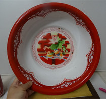 Old enamel plate 80s wedding happy word Mandarin duck lotus thick tire porcelain basin Nostalgic collection of movie props physical photos