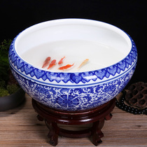 Jingdezhen ceramic fish tank large fish bowl bowl lotus water lily basin Lotus turtle tank Household Feng Shui ornaments landscaping