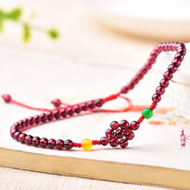 Real Anshun Full Net Body Wine Red Pomegranate Stone Foot Chain Woman Crystal Red Gem this year to raise Yan Beauty Wangfu