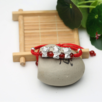 Real Anshun 999 Foot Silver Tiger Ben Life Bracelet Belongs To Rabbit Handwoven Red Rope Zodiac Zodiac Tiger Monkey Rabbit 3-in-six
