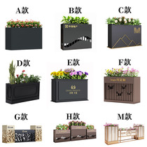Customized outdoor wrought iron flower box Commercial Street sales department stainless steel iron partition slot rectangular metal flower bed