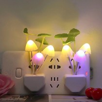 Light Control Small Night Light Lotus Leaf Mushroom Light Control Induction Lamp Seven Colorful Dreamy Mushroom Light Led Energy Saving Small Night Light