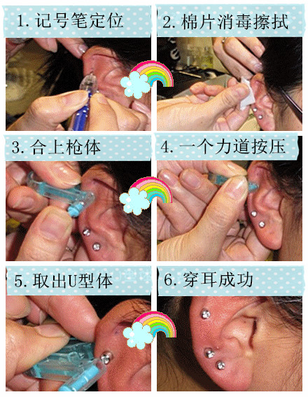 一次性 无痛 打耳洞枪 打耳洞工具 穿耳器 送不锈钢彩钻耳钉