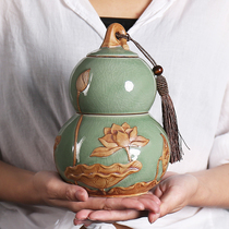 Gothic kiln gourd purple sand tea pot ceramic large sealed jar coarse pottery small household tea tank packaging box customization