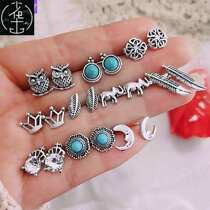 Crossborder jewelry 10 PCS of leaf earrings Miss ear studs