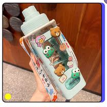 Fruit tea cup large capacity childrens straw water cup School special summer portable kettle bottle plastic female cute