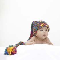 Color shape long hat hand woven childrens photography clothing New Baby 100 days old baby photo hat