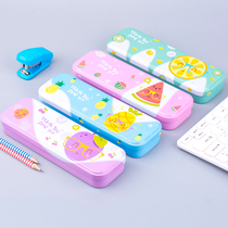 Cartoon double-layer stationery box for primary school students male and female pencil case practical pencil case simple learning stationery