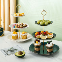 Nordic light luxury double-layer fruit plate living room ceramic three-layer fruit plate household coffee table Creative put candy snack plate