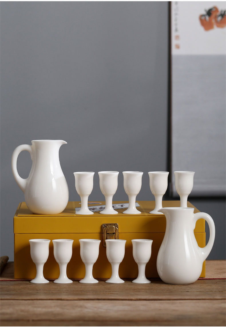 羊脂玉瓷温酒器家用陶瓷清酒黄酒烫酒壶日式酒具套装白酒杯煮酒器