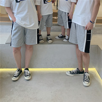A family of three spliced cotton shorts 2021 summer Korean version of the parent-child outfit Western style five-point pants wild loose pants