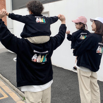 Parent-child long-sleeved jacket A family of three baseball suits 2021 summer thin cardigan mother-daughter father-son zipper shirt