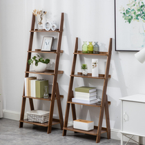 Nanzhu Bookshelves Leaning Against Wall Shelf Modern Minimalist Bookcase Composition Book House Creative Show Shelf Trapezoid Shelf Solid Wood