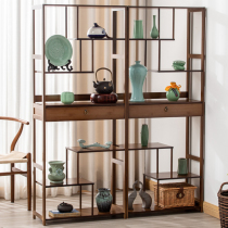 Nanzhu antique rack Chinese antique rack Duobaoge tea tea set Tea room display cabinet Solid wood storage shelf