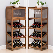 Home Wine Rack European-style Bar Floor Wine Cabinet Wine Red Wine Solid Wood Containing shelf Rack Wine Glass Shelf