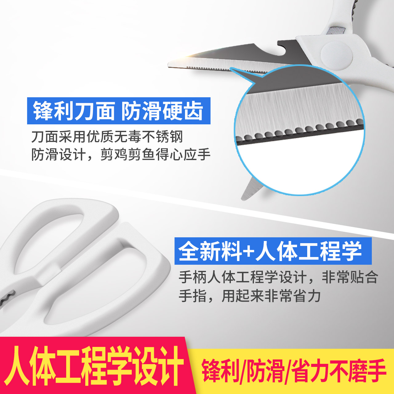 日本多功能厨房剪刀和磨剪刀器套装 剪鱼和剪保鲜膜一样都轻松产品展示图3