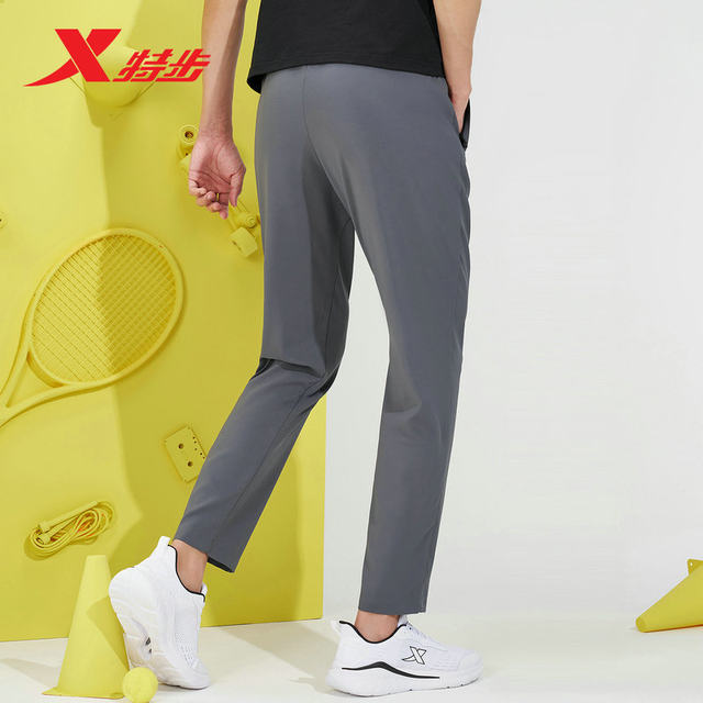 ໂສ້ງກິລາ Xtep ຜູ້ຊາຍ Pants 2024 Summer Thin Ice Silk Pants Track and Field Fitness Quick-Drying Woven Running Pants Men