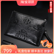 Siamese crocodile skin skull envelope bag leather clutch bag mens light luxury business horizontal ultra-thin large-capacity clip bag