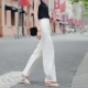 White high waist wide leg pants women's spring and summer drape straight trousers loose loose thin chiffon nine points casual trousers White high waist wide leg pants women's spring and summer drape straight trousers loose loose thin chiffon nine points casual trousers