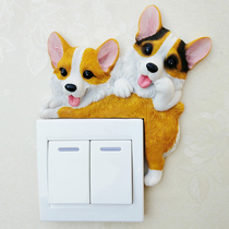 Eurostyle Light Switch Applique Wall Sticker Creative Decoration Socket Protective Sheath Home Living Room Cute Kirky Resin 3d Solid