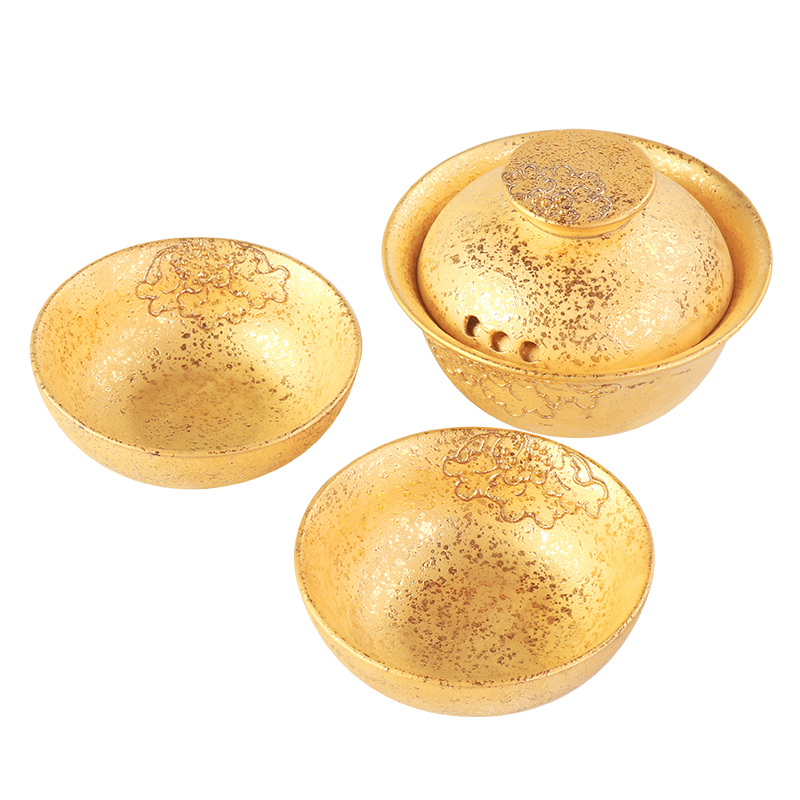 A pot of gold crack cup 2 2 cups porcelain Japanese contracted office is suing portable travel tea set 24 k gold