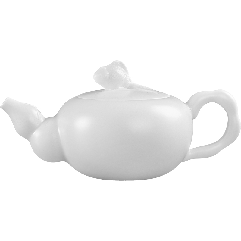 Limited edition ringo Lin master all hand dehua white porcelain teapot kung fu suet jade CiHu single pot of xi shi pot