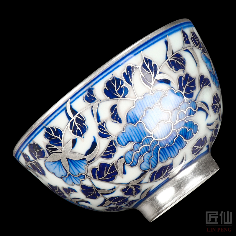 Kung fu tea cup blue and white see colour cup sample tea cup manual jingdezhen ceramic masters cup hand - made teacup individual cup