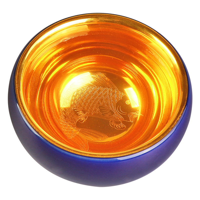 Marigold tea cup sample tea cup single CPU household individuality ceramics craft, 24 k gold master kung fu tea cup