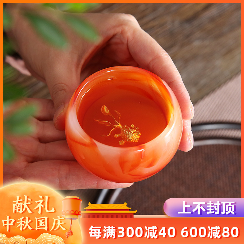 Artisan fairy silver agate jade porcelain cup upset coloured glaze jade cup kung fu tea master cup sample tea cup