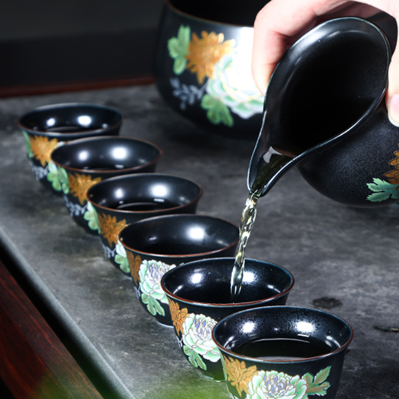 Hand - made kung fu tea set of household ceramic paint Chinese tea sets the teapot teacup gift set