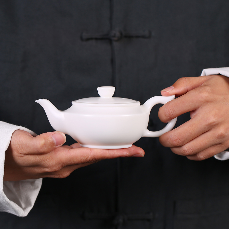 Artisan fairy dehua white porcelain ceramic teapot kung fu tea set single pot of large - sized CiHu jade teapot CiHu manually