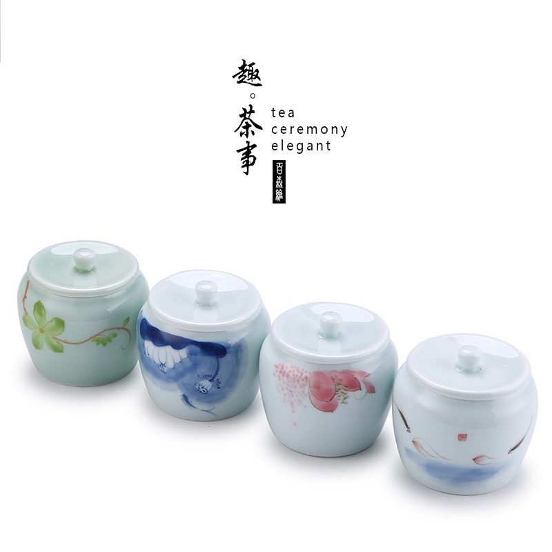 Hand - made ceramic small seal pot creative move fashion portable storage tank type fan caddy fixings with you travel