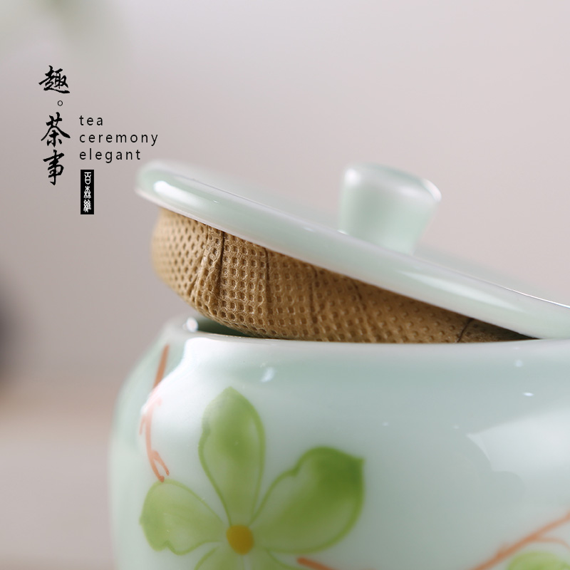 Hand - made ceramic small seal pot creative move fashion portable storage tank type fan caddy fixings with you travel