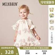 Milkbarn Summer Baby Clothes Girls Dresses Kids Summer Baby Pleated Lotus Princess Dresses