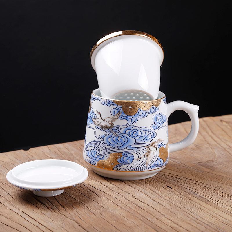 The ancient sheng up enamel porcelain craft glass ceramic gifts home suet jade office cup personal cup with cover cups