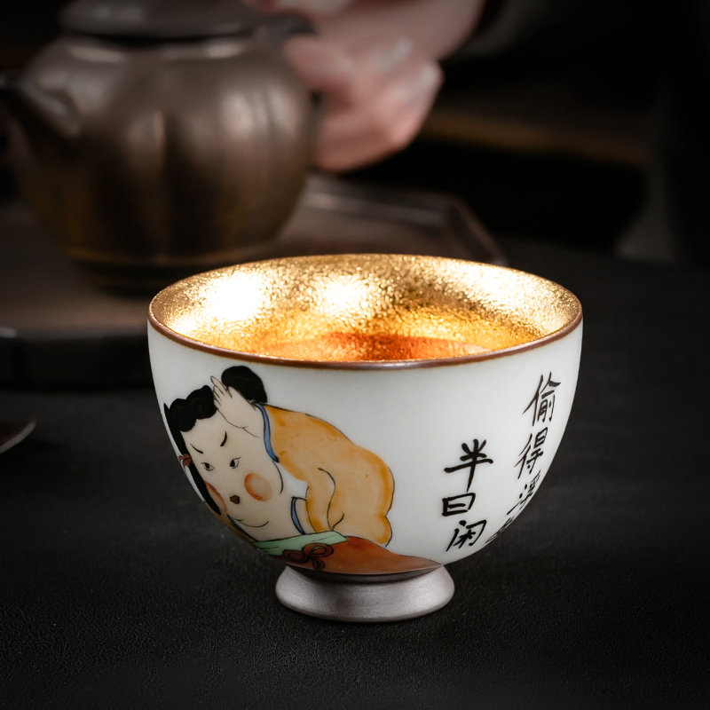 Town of your up kung fu tea colored enamel characters hand - made ceramic cups sample tea cup master cup single cup golden cup