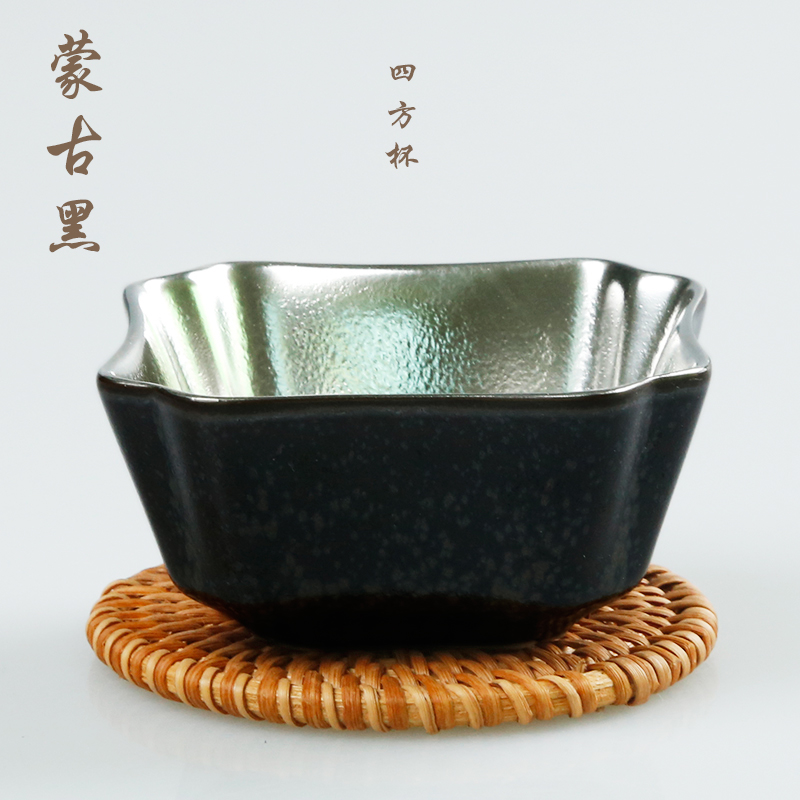 Ancient sheng tasted silver gilding ceramic up new petals Mongolia black silver bowl to build one sample tea cup cup single CPU kung fu master