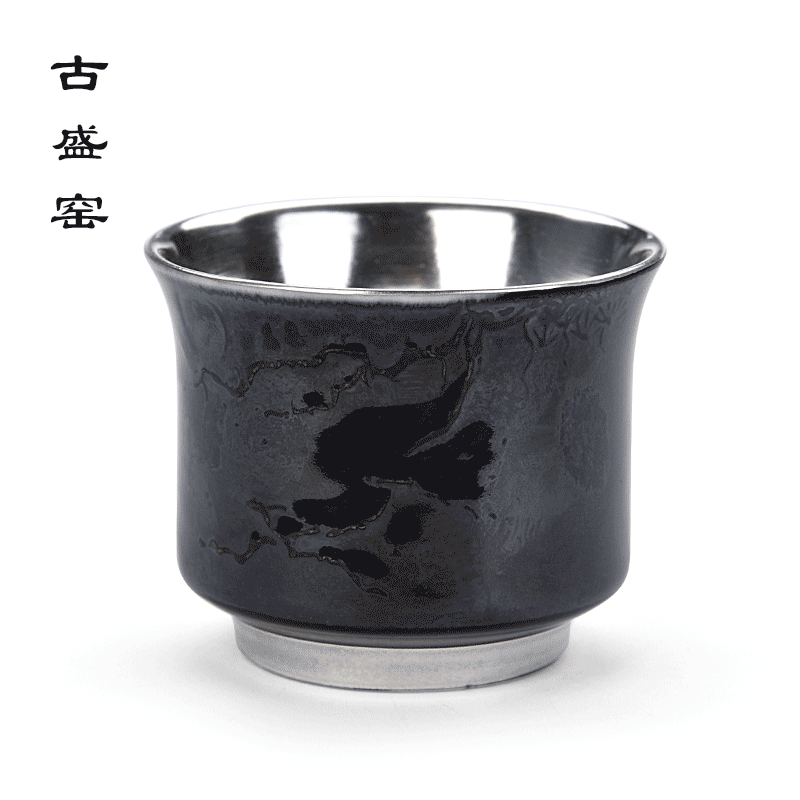 The ancient sheng up new koubei coppering. As silver 99 pure silver tea a single cup of kung fu master cup ceramics, black jade cup by hand