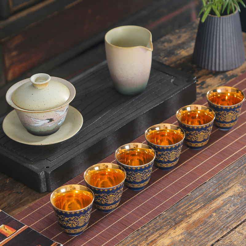 Kung fu tea cup silver cup small ceramic single master cup cup sample tea cup single tea cups of tea light cup