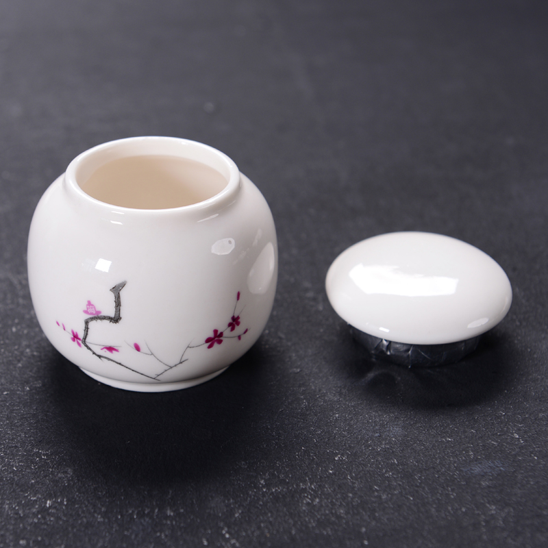 Pocket travel small white porcelain ceramics pu 'er tea pot seal wake kung fu can save POTS of tea box of plasters