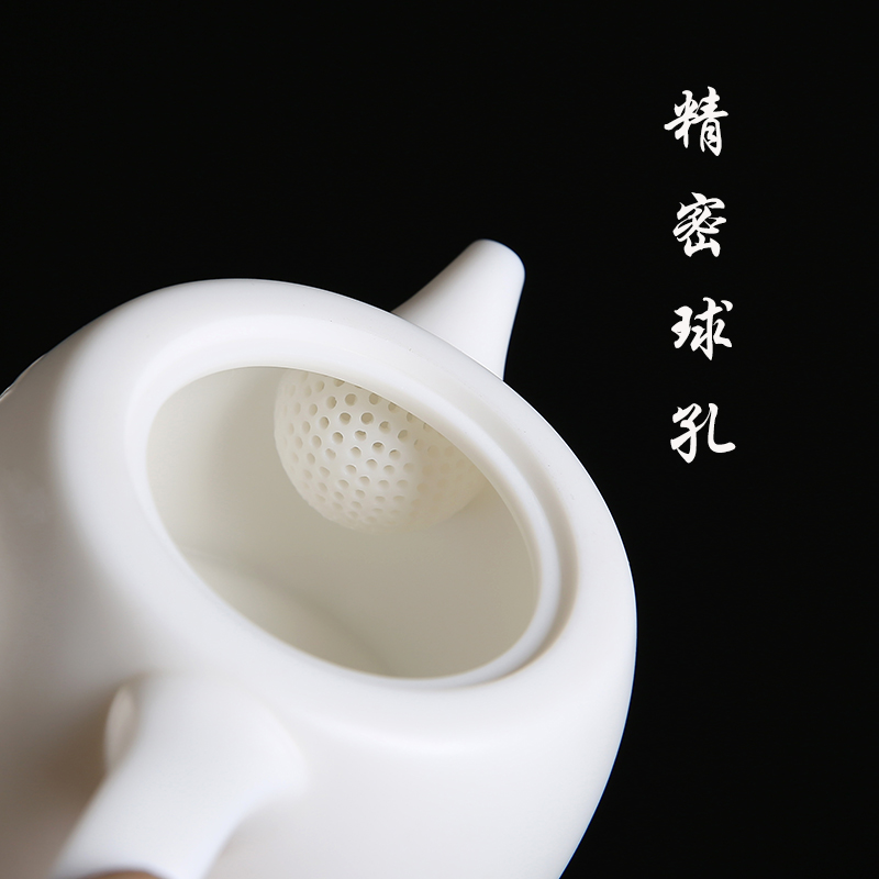 De - gen Chen master manual dehua suet jade porcelain teapot kung fu tea kettle ball hole, xi shi single pot pot