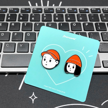 finerworld couple theme brooch metal badge gift box to send male and female friends pin high-end jewelry