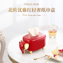 Tissue box living room creative household ins wind light luxury roll paper box desktop decoration wedding simple spring pumping paper box